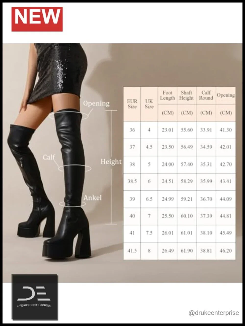 Thigh High Boots for Women Chunky Heel Platform Square Toe Over Knee Stretch PU